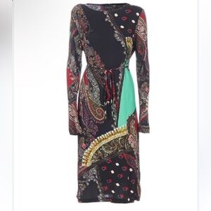 NWT Etro black paisley long sleeve dress